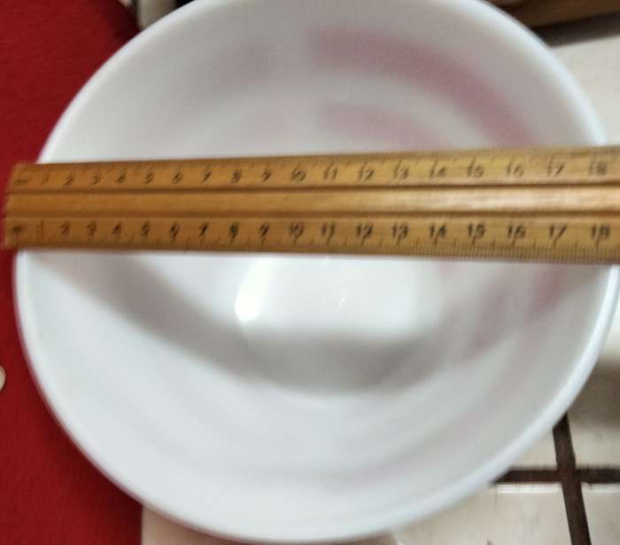 2 Milk Glass Bowls Red stripe OPALEX+Plain Great KITCHENALIA decor LOOK At My BUY NOW - NO WAITING