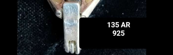 925 Silver Gilt Italian Bracelet Textured Cutout Double Triangles +Plain flat crossover square links