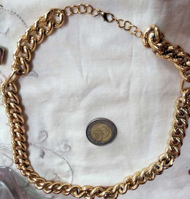 STATEMENT Gold Plate CHUNKY Oval link NECKLACE 42cm 1cm 42gramsLOOK At My BUY NOW* NO WAITING