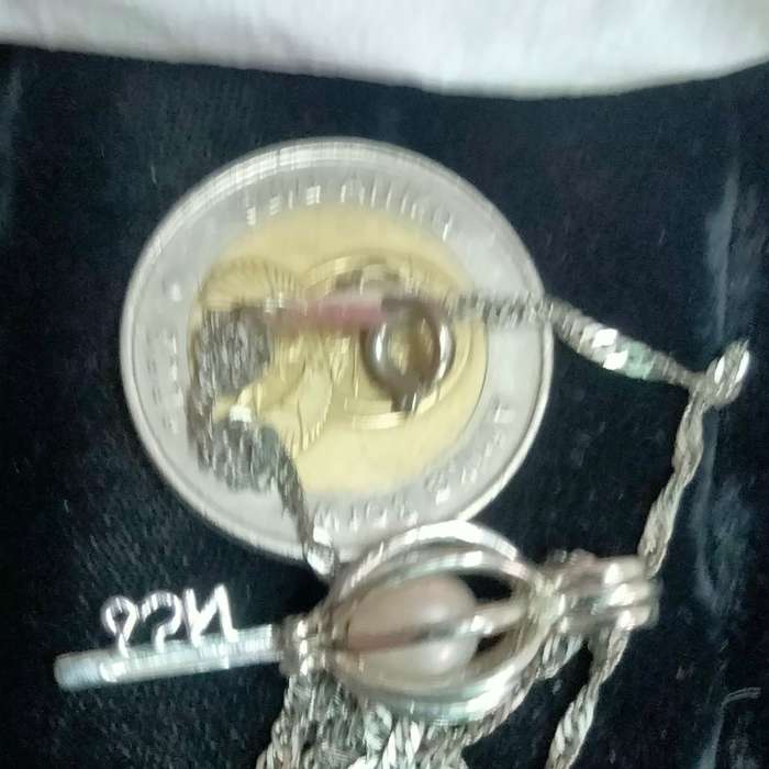 Necklace 18 KGP stamp on Chain bale pearl inside Key Cage 18 KGP LOOK At My BUY NOW NO WAITING