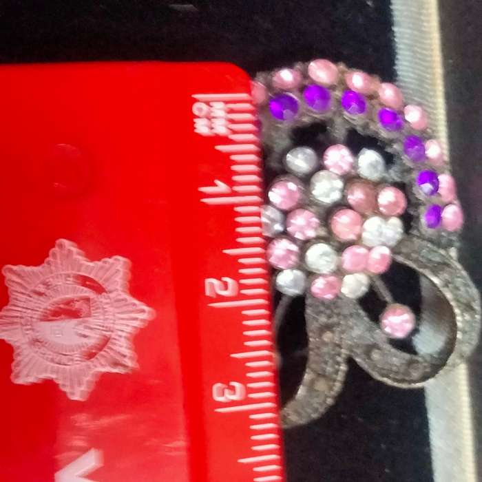 BROOCH Vintage Style Rhinestone pink+Purple Brown Setting+Earrings Wire loops Pierced ears