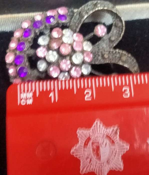 BROOCH Vintage Style Rhinestone pink+Purple Brown Setting+Earrings Wire loops Pierced ears