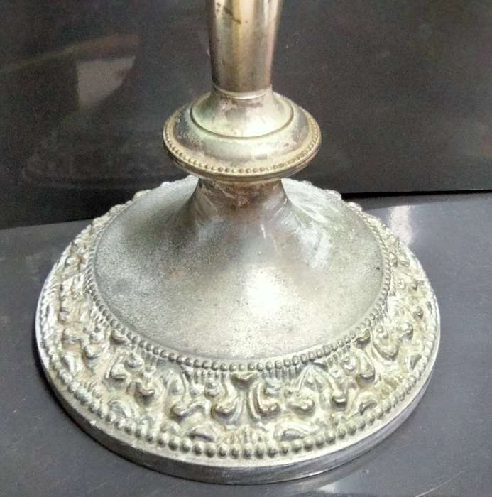 EPNS Candelabra 2cross over ARMS*Middle Flame final+Embossing Intricate edges top+base rim