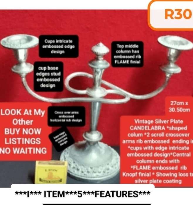 EPNS Candelabra 2cross over ARMS*Middle Flame final+Embossing Intricate edges top+base rim
