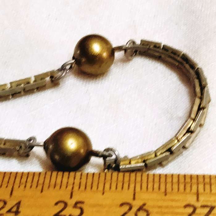 Necklace circa1950/6Os Chain Gold Metal links thin silver in middle links Gold balls spacers acrylic