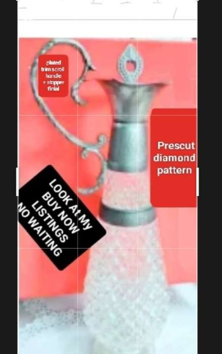 Claret Decanter Prescut Lead Crystal Metal ScrollHANDLE spout EmbossedLOOK At My BUY NOW*NO WAITING