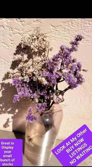 VASE Tall Flowers glass thick clear cylindrical tall round top small top opening thick hand blown