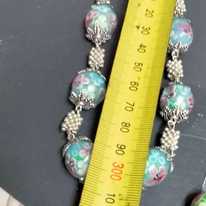 1 Necklace - vintage Italian glass -Fiori - blue Beads-Spacers Chain look at my Buy Now No Waiting