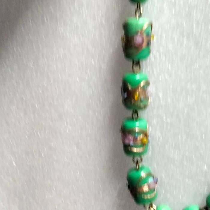 MURANO - Necklace- Wedding Cake Beads+plain Green Chain - Look at my Buy Now listings No Waiting