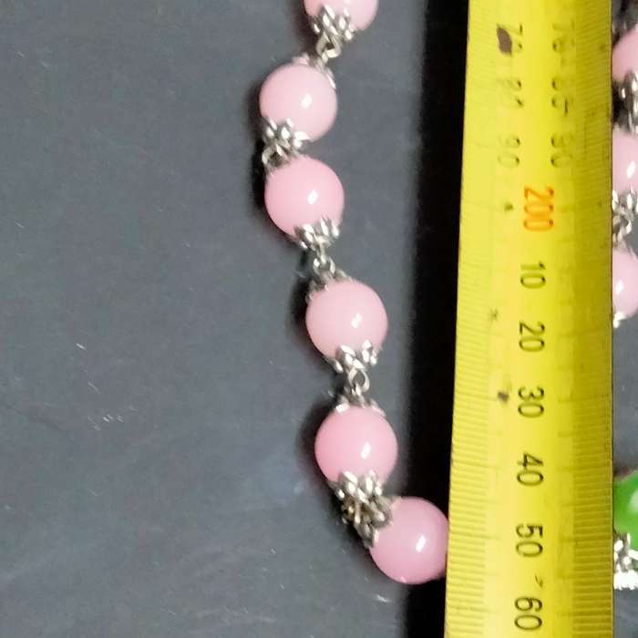 1 NECKLACE - Rose quartz glass beads+spacers metal Chain look at my Buy Now listings - No Waiting