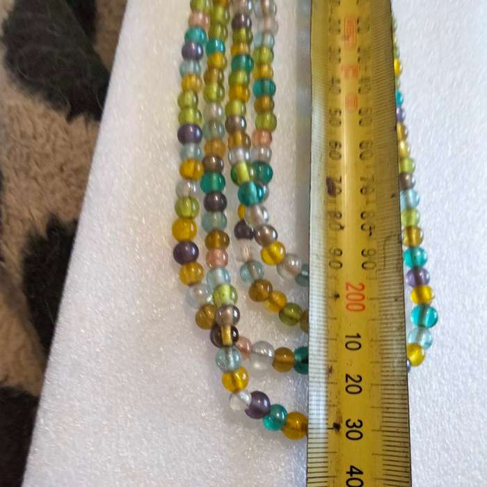 Bib NECKLACE - 4 strand ITALIAN lamp work Glass Beads Multicolour+Chain look at my Buy Now - No Wait