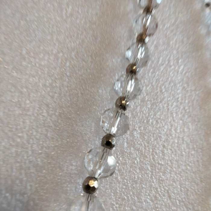 NECKLACE-Vintage Italian glass beads blue+clear mix shapes size spacers look at my Buy Now listings