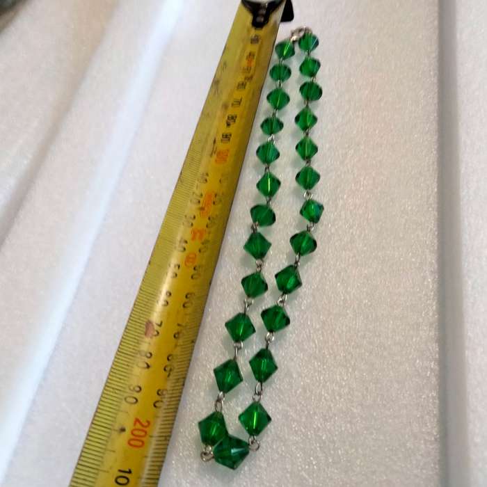 Necklace - vintage Italian cut glass faceted GREEN Lobster clasp Look at my Buy Now No Waiting