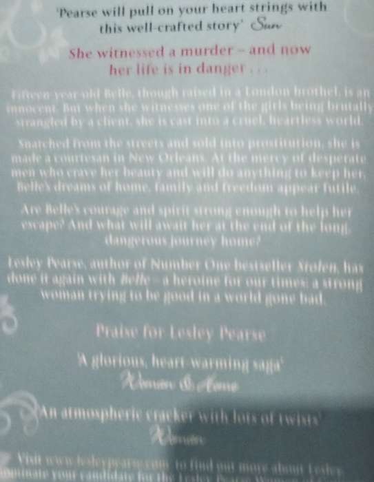 2 Books -Author LESLEY PEARSE Belle + Without a trace  Soft cover pre-owned