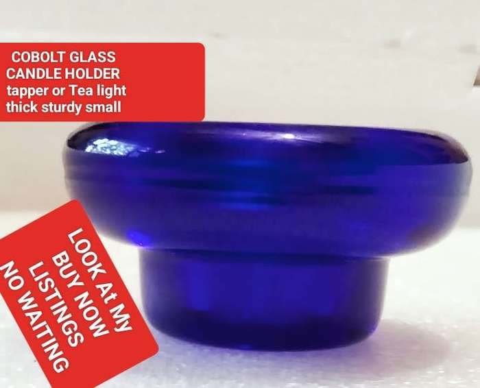 1 Cobolt glass Candle holder Small Vovite Tea Light or Taper-Thick sturdy 184gr this must be Swedish