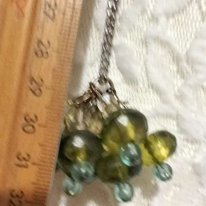 1 NECKLACE -pendant cluster glass crystal+composite beads metal+chain look at my Buy Now -No Waiting
