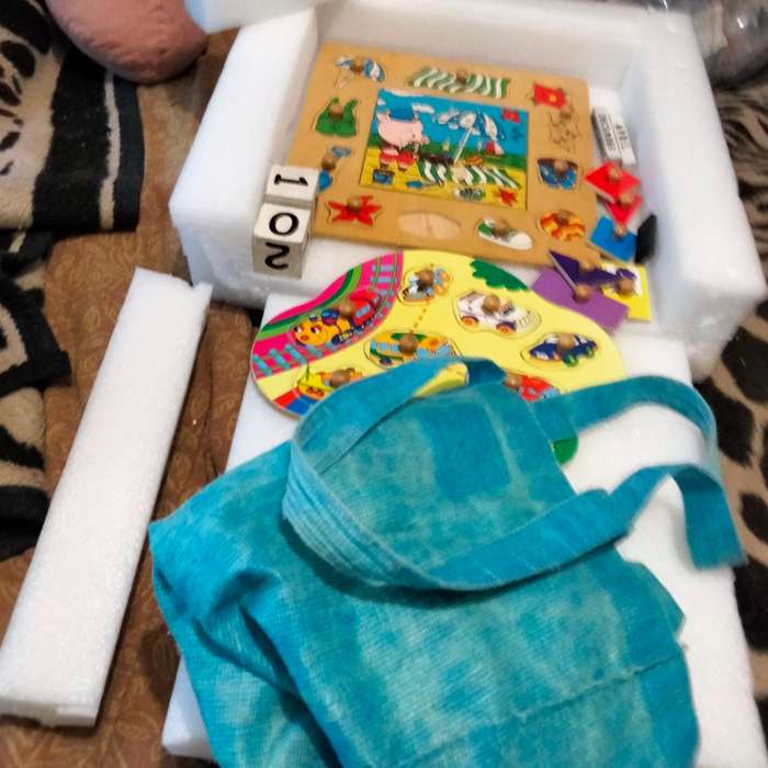 toys Wooden Peg Puzzles X2 bright pretty 1 piece missing showing ware+ extra peg shapes+2sqblocks+ 2