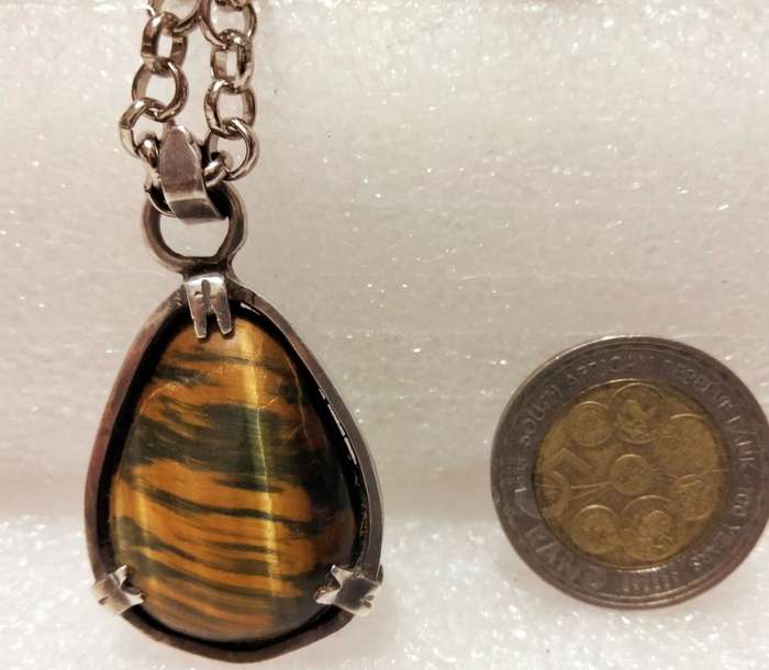 Necklace FASCINATING coffee Tiger eye/Jasper Semi Precious Gem Stones+ belcher chain stainless steel