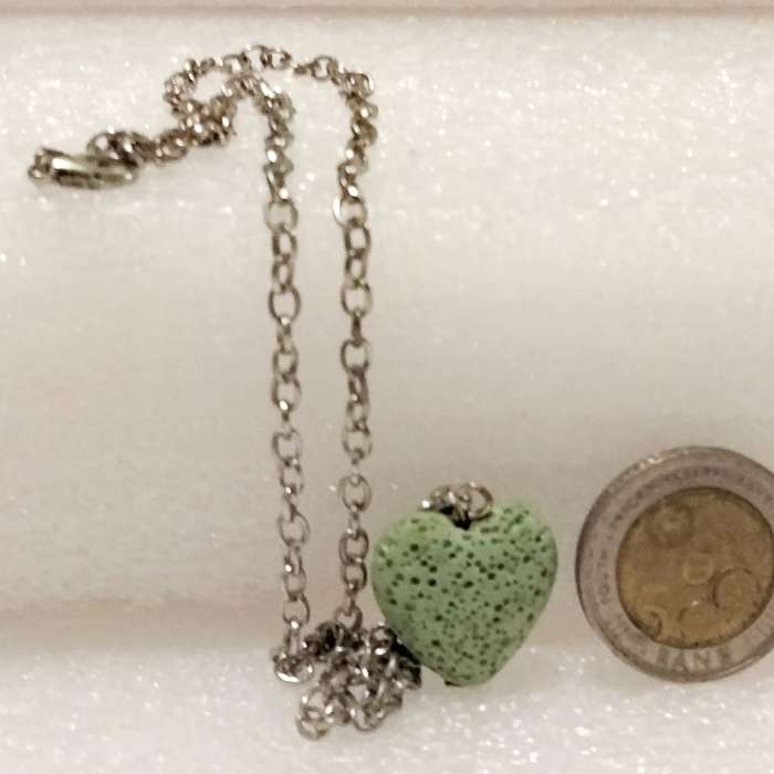 Necklace Green Heart Pendant+silver tone metal chain