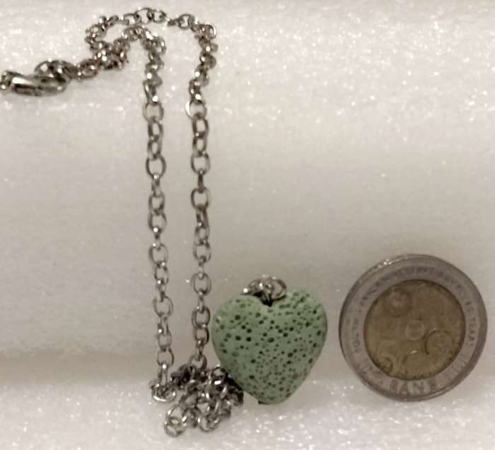 Necklace Green Heart Pendant+silver tone metal chain