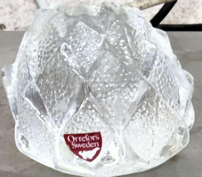 ORREFORS Sweden Crystal Artichoke votive Candle holder solid w. 386 grams
