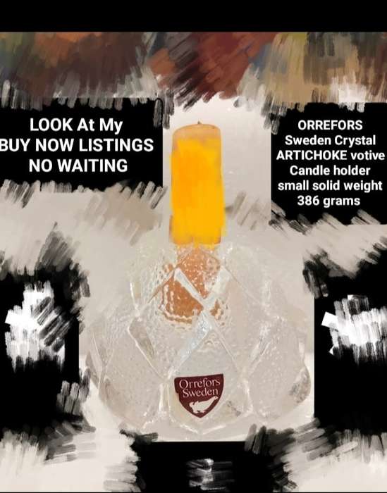 ORREFORS Sweden Crystal Artichoke votive Candle holder solid w. 386 grams