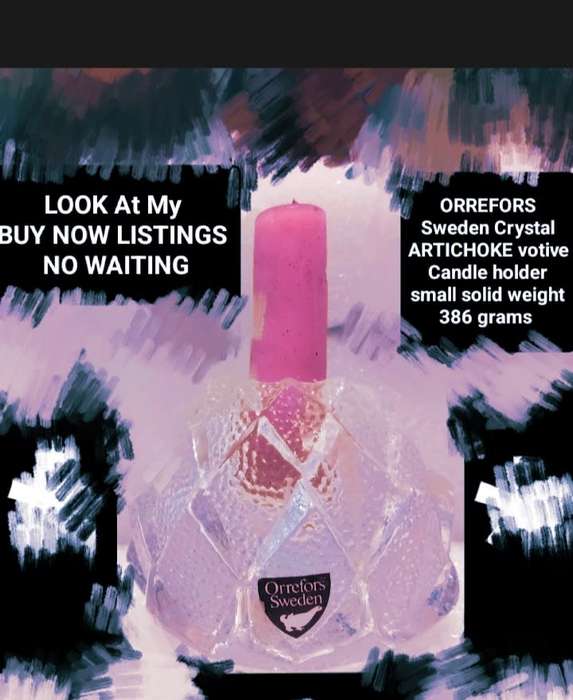 ORREFORS Sweden Crystal Artichoke votive Candle holder solid w. 386 grams