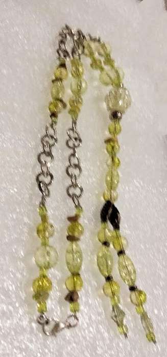 Necklace A Sautoir Murano beads Greens clear+ some gemstone`s + mix mainly glass hand