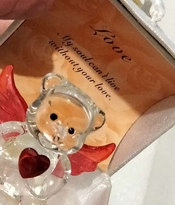 Crystal Red Garnet heart Glass Angel Bear figurine LOOK at My BUY NOW items NO WAITING