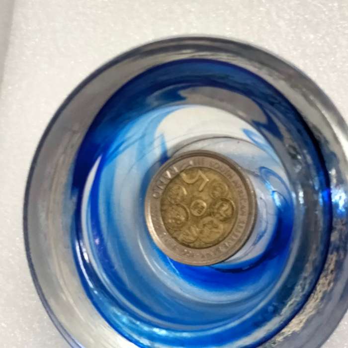 2 Cobolt Swirl Glass Candle holder Votive Tea Light or Taper-Thick sturdy LOOK At MY BUY NOW LISTING