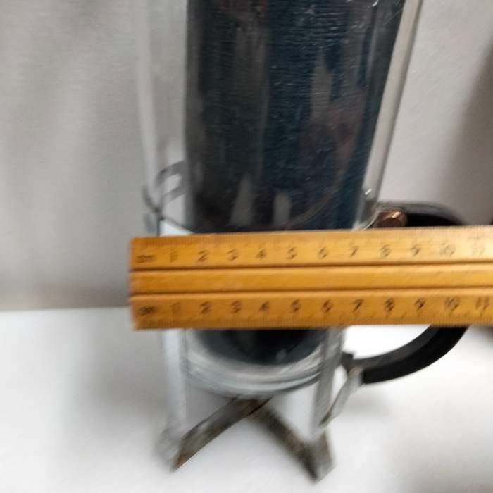 Unusual *Metal +Glass Hurricane Candle holder + Tall candle used *LOOK At MY BUY NOW LISTING