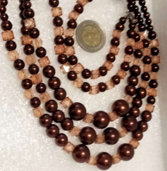 NECKLACE Bib  purple glass beads interspaced square lighter LOOK at my BUY NOW LISTINGS NO WAITING