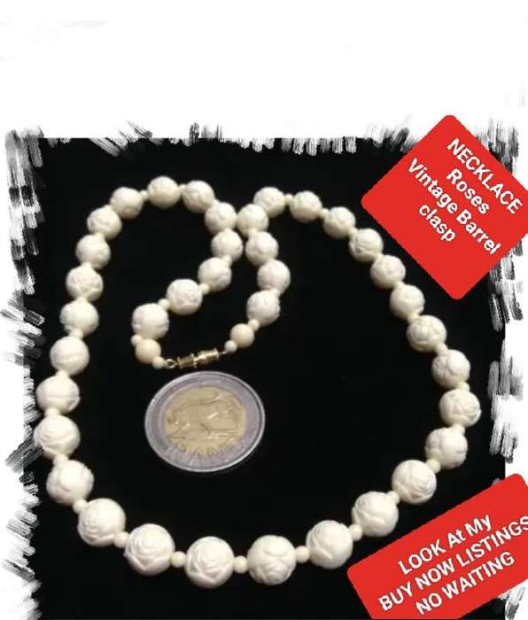 Necklace - 1950-60`s Roses shape Composite beads LOOK At My BUY NOW LISTINGS NO WAITING