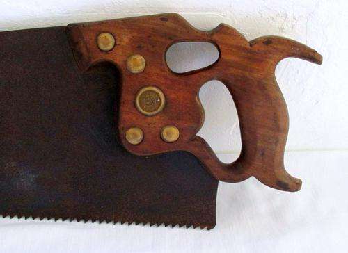 OLD SAW BY PHILADA, H.DISSTON & SONS WITH WOOD HANDLE