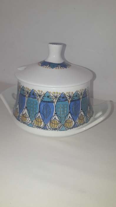 Collectible Scandinavian Figgjo Flint tureen in Clupea pattern 1960s