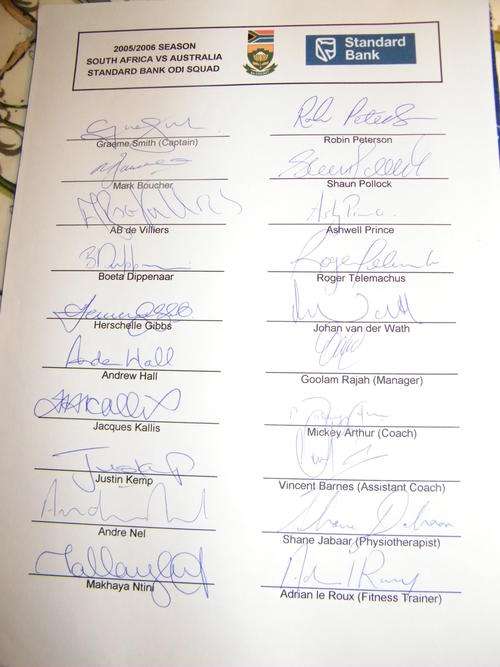 HISTORIC Team Sheet 2005-06 ODI squad South Africa: 434  match
