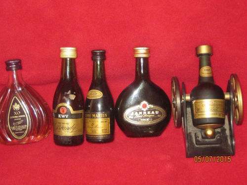 5 minature bottles of alcohol (Cognac)