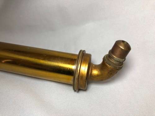 ANTIQUE  BRASS HAND PUMP GARDEN SPRAYER WITH WOODEN HANDLE (54cm) - INTERSTING DISPLAY PIECE