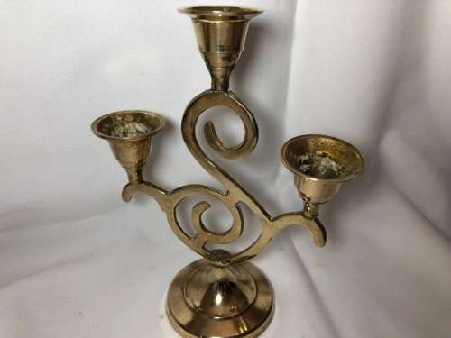 VINTAGE BRASS CANDLE HOLDER 19X13CM