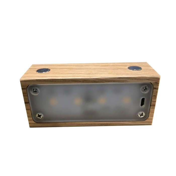 Creative Solid Wood LED Night Light for Bedroom Bedside - Rectangle Unboxed