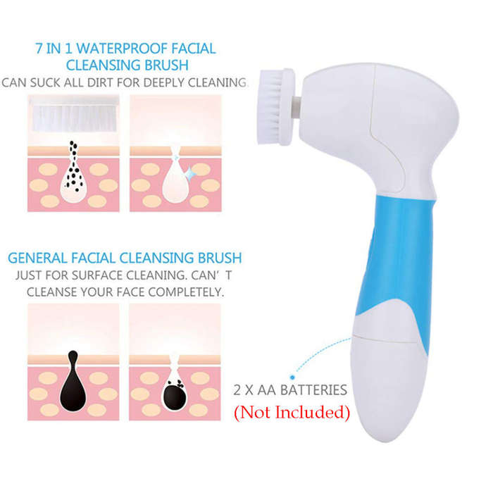 Multi-Function 7 in 1 Electric Facial Cleanser - Blue Unboxed