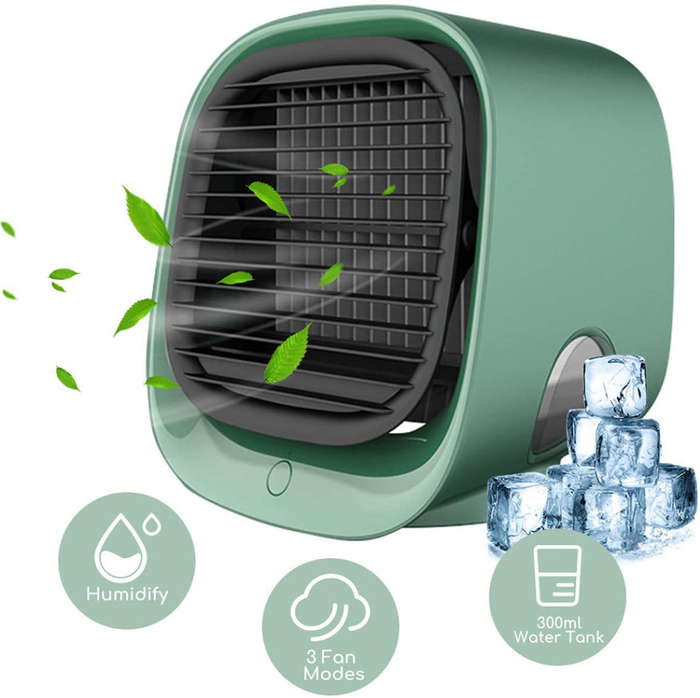Portable Desktop Mini USB Fan Air Conditioner Purifier Humidifier - Green