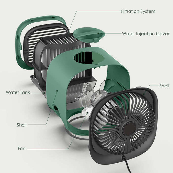 Portable Desktop Mini USB Fan Air Conditioner Purifier Humidifier - Green