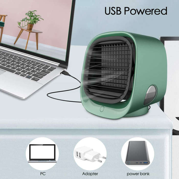 Portable Desktop Mini USB Fan Air Conditioner Purifier Humidifier - Green