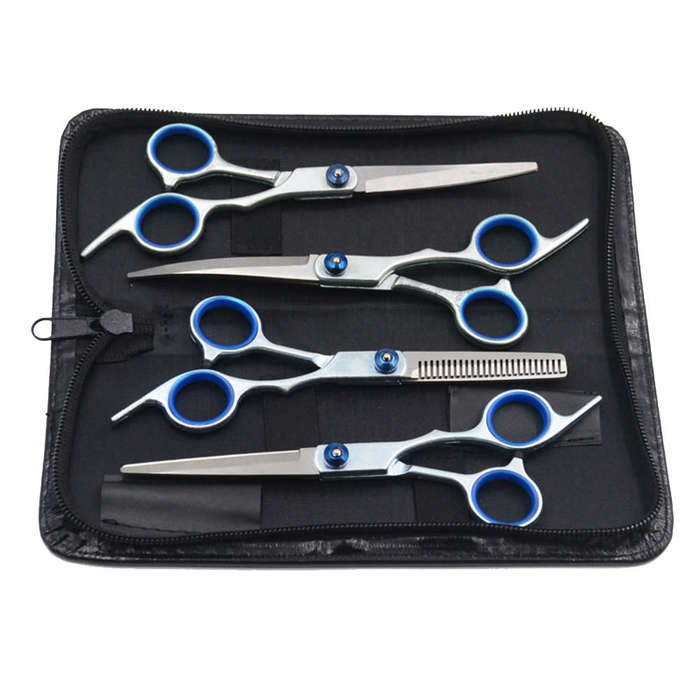 Professional 6 inch Pet Grooming Scissors Set With Storage Pouch - 5 Pieces