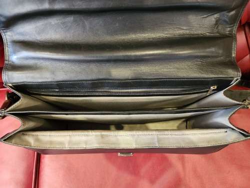 Black Leather Messenger Laptop Bag