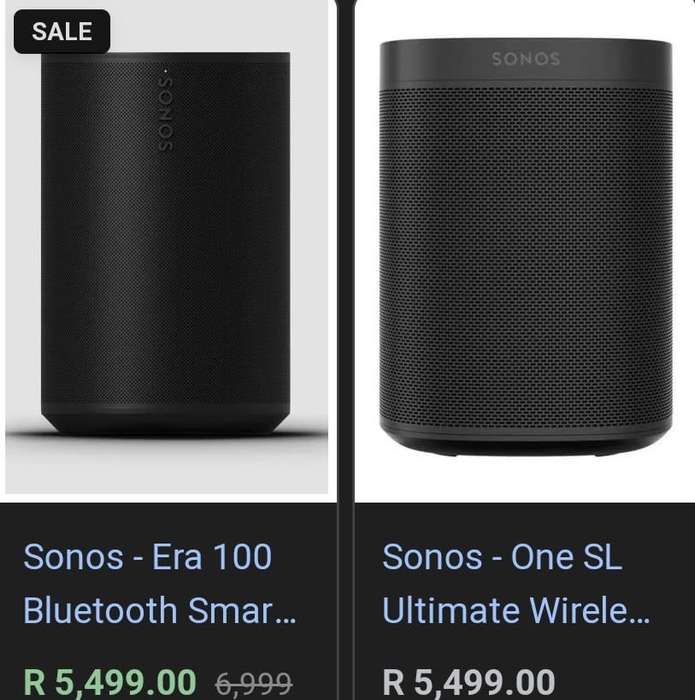 Sonos One SL Wireless Smart Speakers Pair - Black