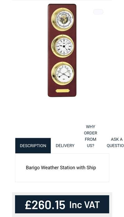 Barigo 3 in 1 Weather Station with Barometer, Thermometer, and Hygrometer