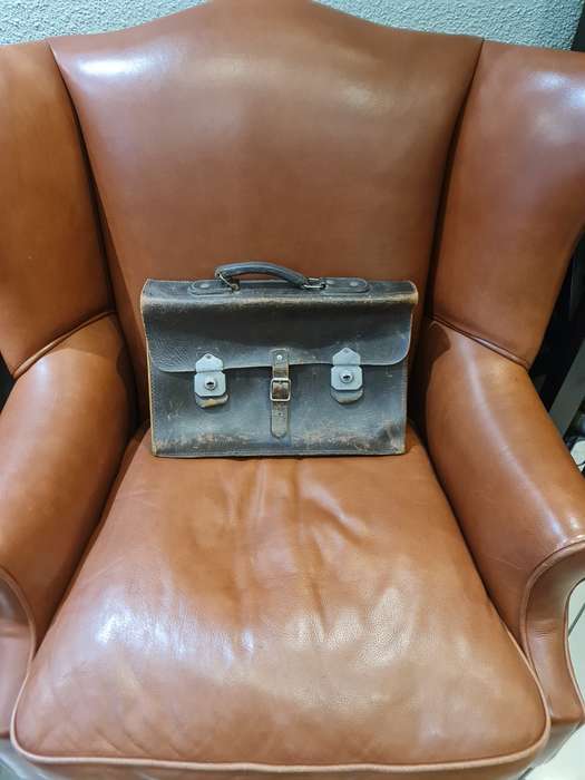 Antique Leather Briefcase Early Century 1900`s