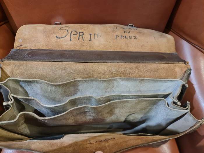 Antique Leather Briefcase Early Century 1900`s